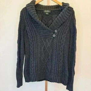 Eddie Bauer Women's Gray Cable Knit Pullover Sweater Size M